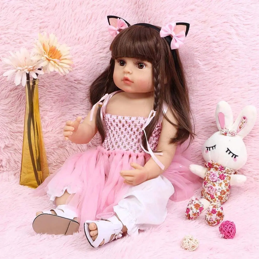 22" Reborn Doll Full Body Silicone vinyl Realistic Handmade Reborn Baby Doll Toy Gift