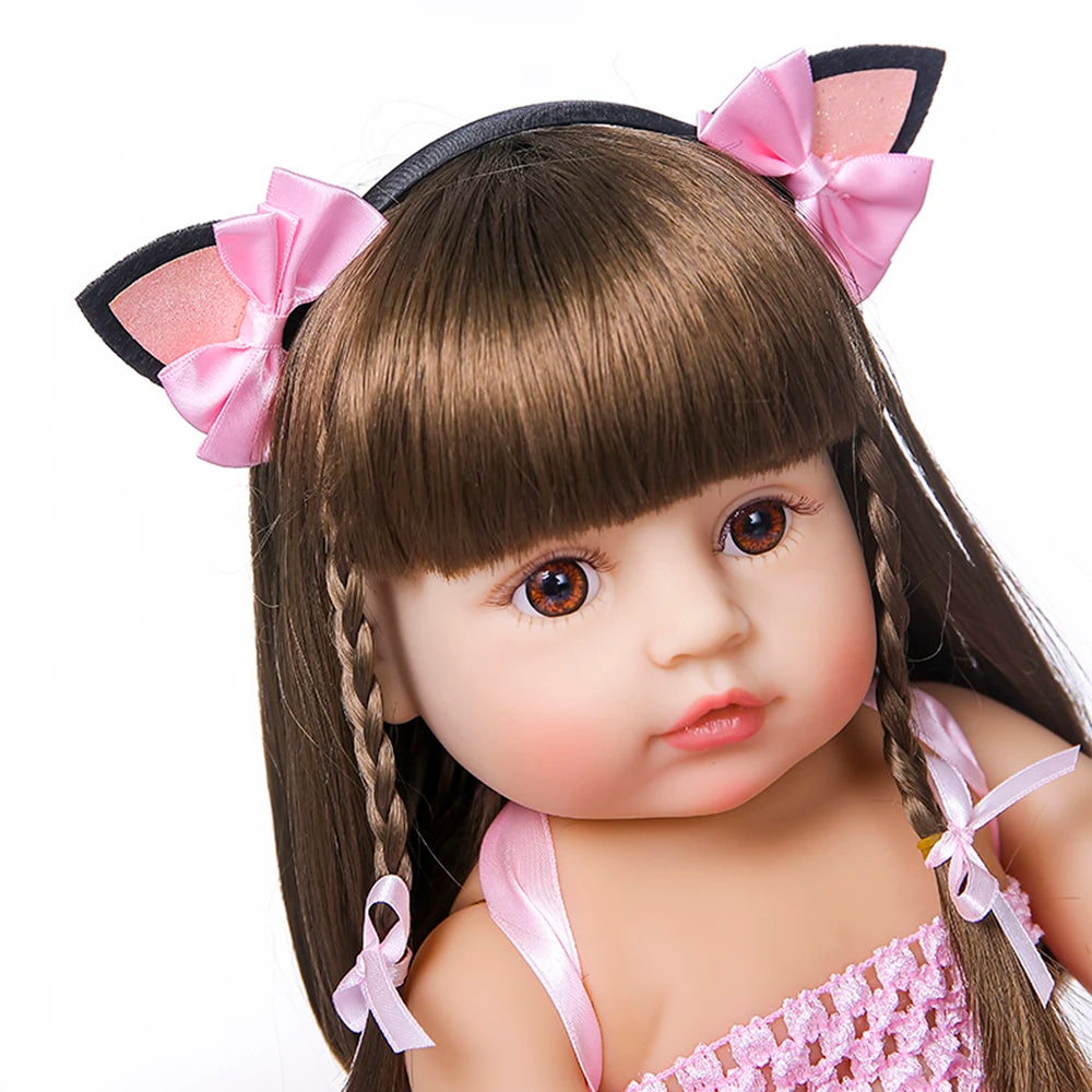 22" Reborn Doll Full Body Silicone vinyl Realistic Handmade Reborn Baby Doll Toy Gift