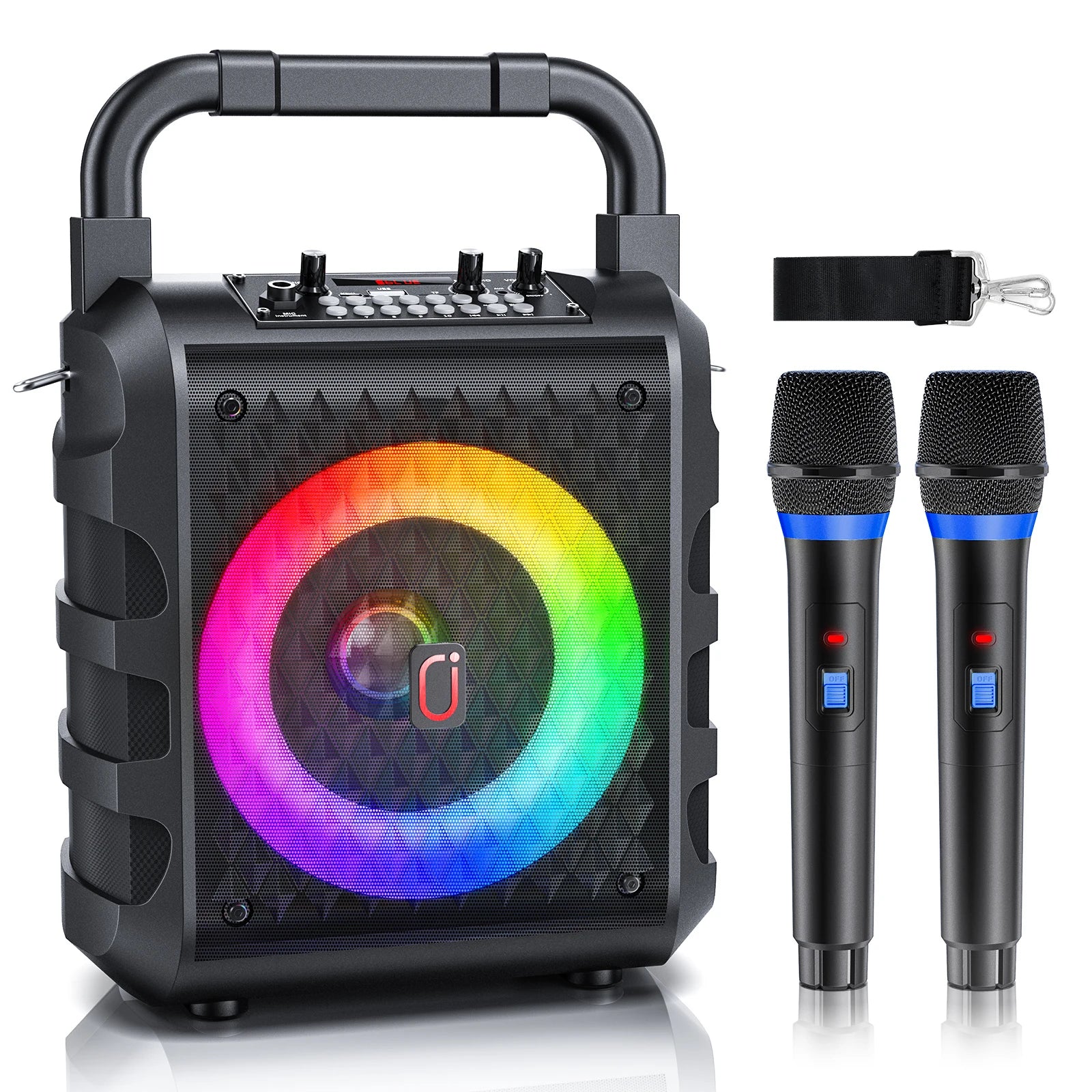 T18 Wireless Speaker, Portable Bluetooth Speaker with Microphone and LED Light, Karaoke Speaker Machine, Home Karaoke System