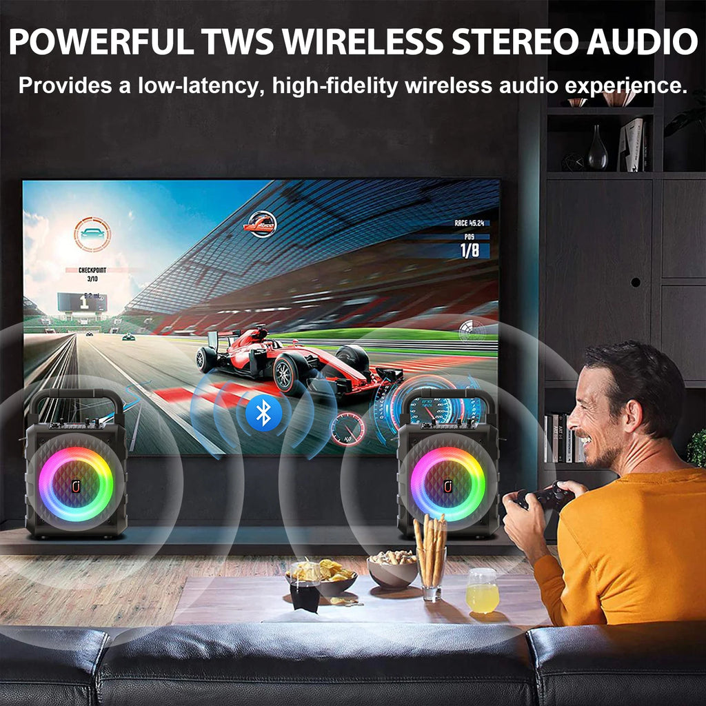 T18 Wireless Speaker, Portable Bluetooth Speaker with Microphone and LED Light, Karaoke Speaker Machine, Home Karaoke System