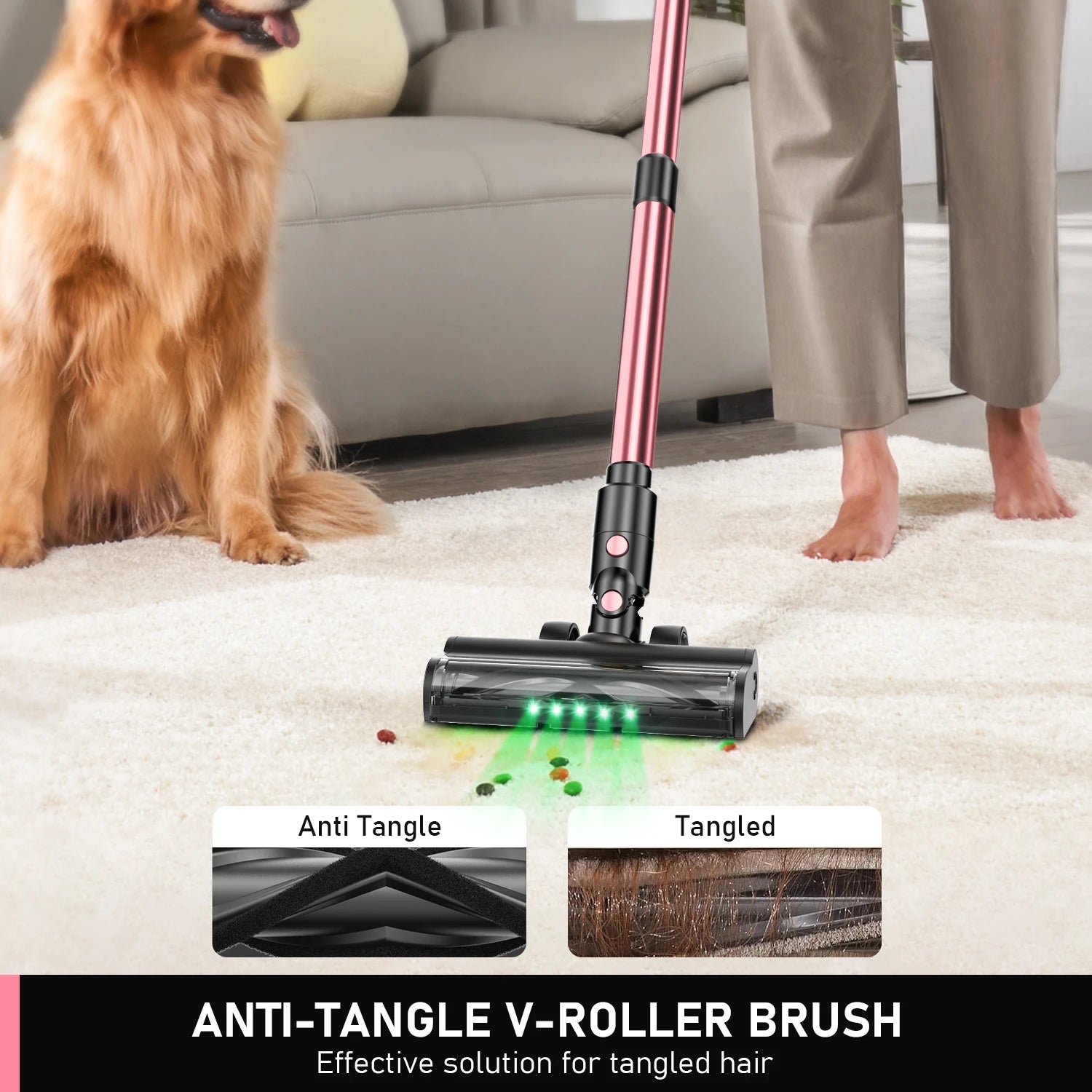 Cordless Vacuum Cleaner, 55Kpa 8 in 1 45Mins Rechargeable 3 Modes Suction Lightweight Vacuum for Pet Hair/Carpet/Hard Floor