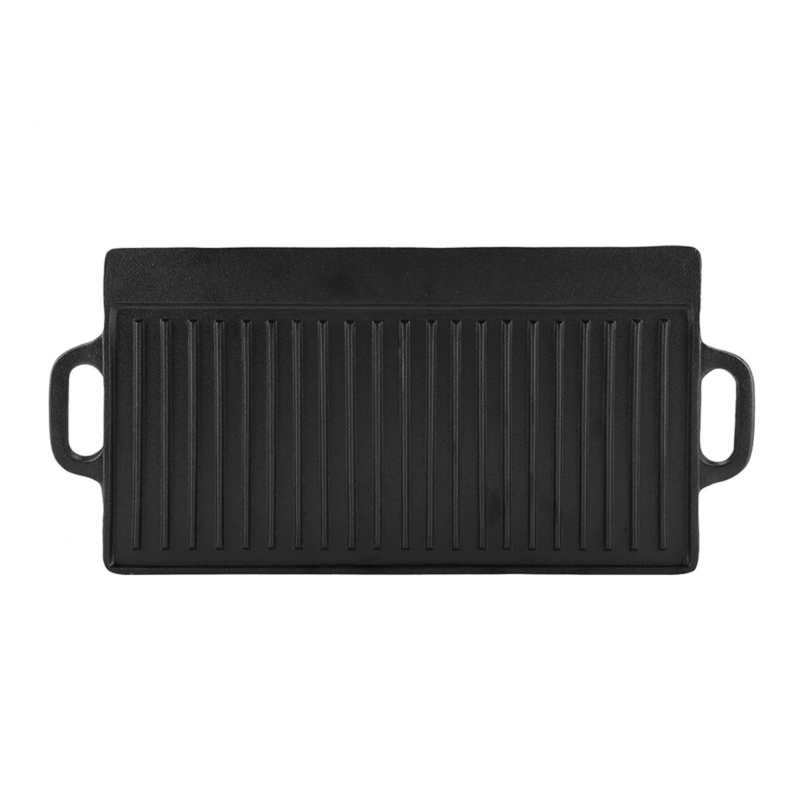 Non-Stick Cast Iron Grill Griddle Pan Ridged and Flat Double Sided Baking Cooking Tray Bakeware 19.9*9.3*0.6in
