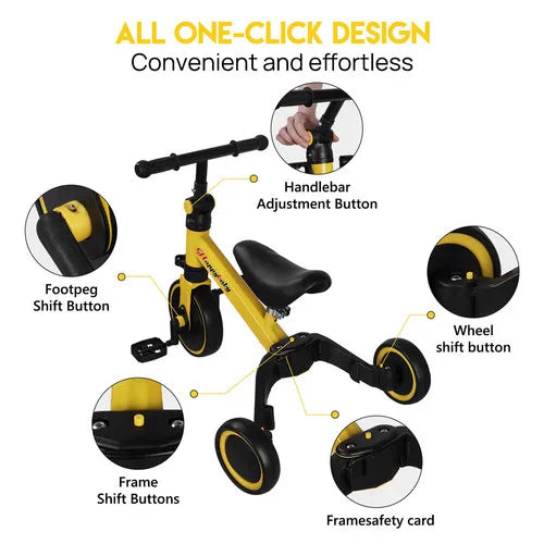 PORIYA 3 in1 Toddler Kid Ride on Toy Balance Bike Scooter Tricycle 1.5-4 Years Push Car