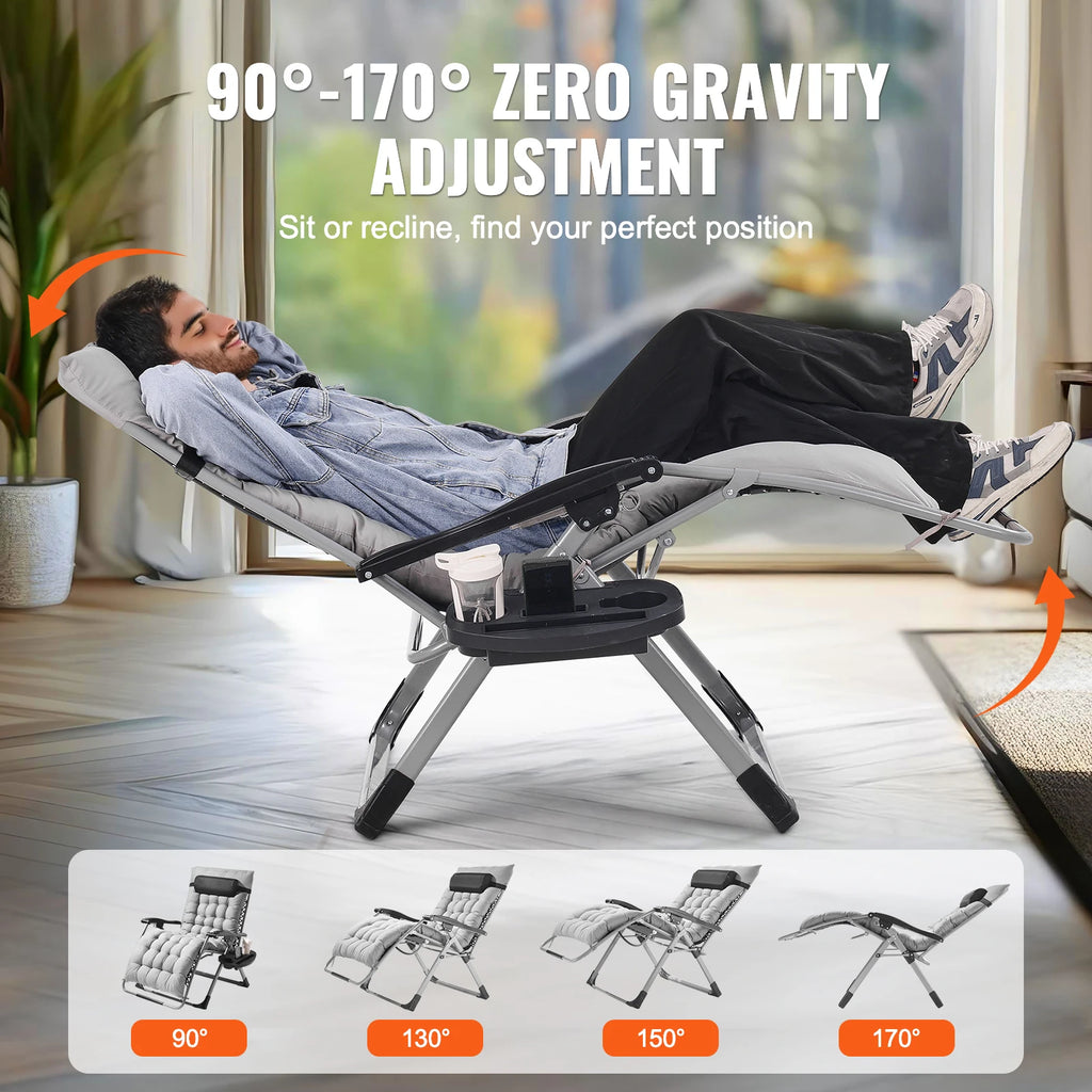 SucceBuy Zero Gravity Chair Zero Gravity Recliner Lounge Chair Adjustable Anti Gravity Chair with Cushion Footrest & Cupholder