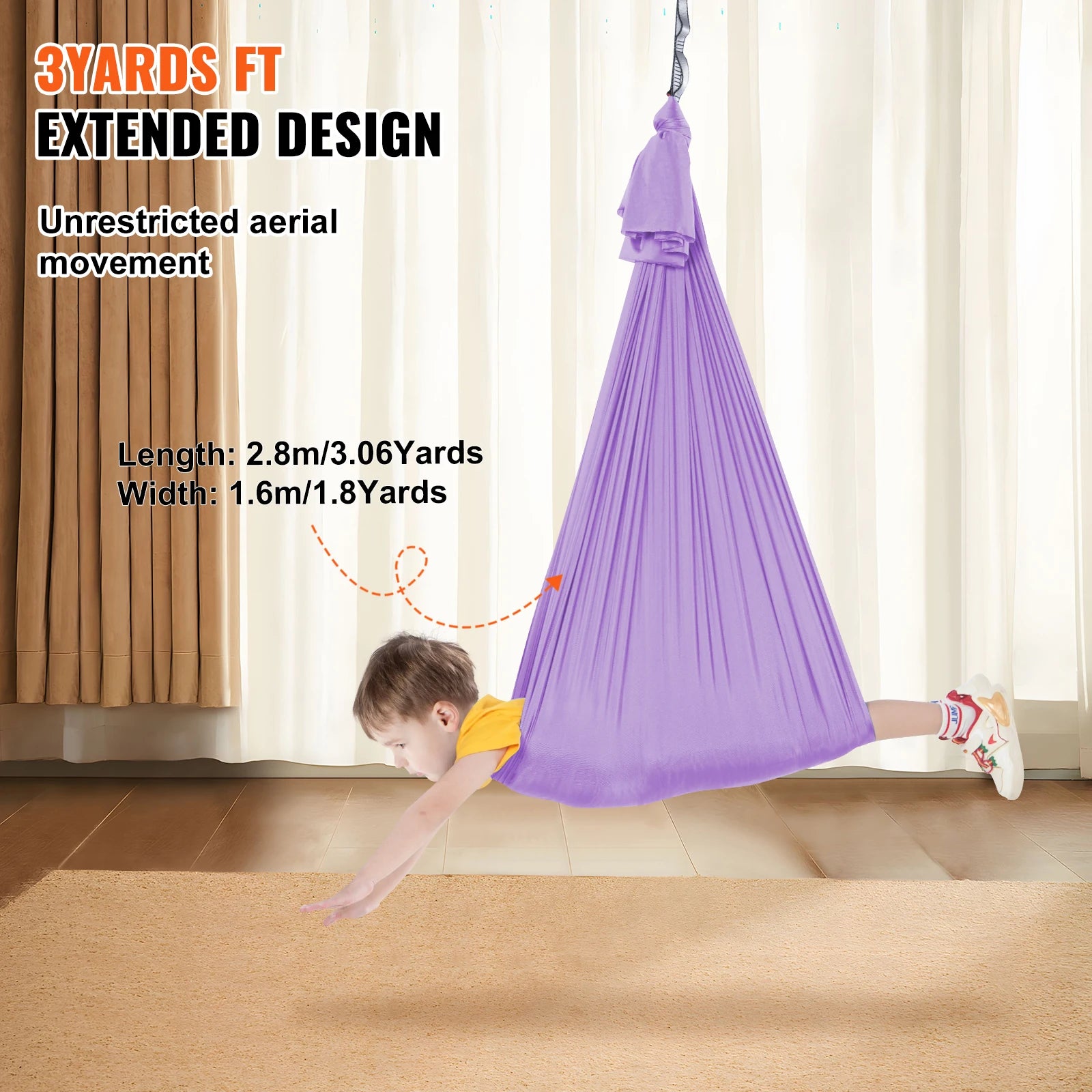 SucceBuy Sensory Swing for Kids3.1Yards Therapy Swing for Child w/Special Needs Cuddle Swing for Child w/ Autism ADHD Aspergers