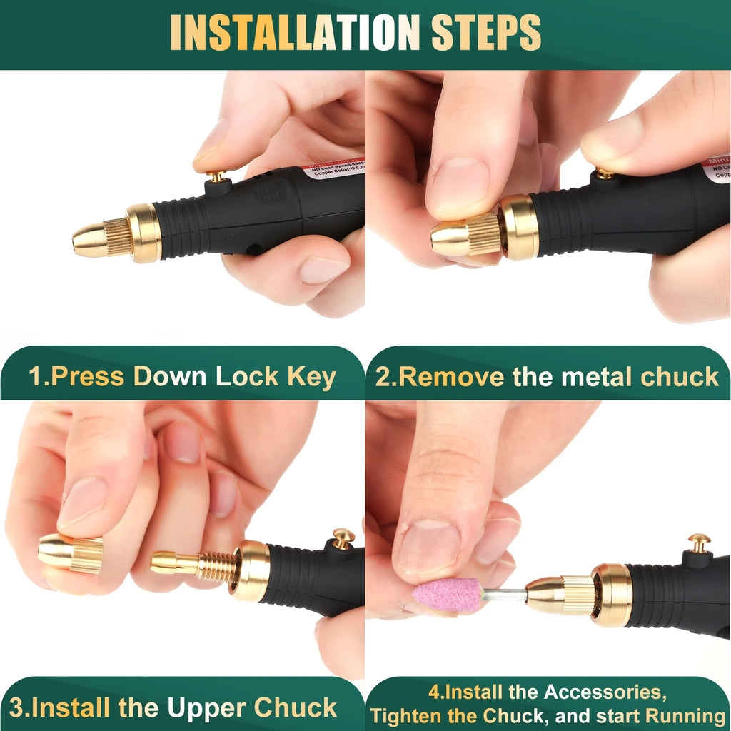 KUAIQU Variable Speed Mini Grinder Set Power Supply Charging Electric Drill Engraving Pen Rotary Tools Kit For Polished Carving