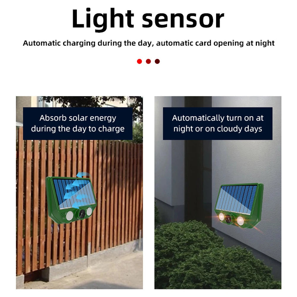 1-5PCS Solar Animal Repellent Scarer Ultrasonic Animal Sonar Deterrent Repellent Outdoor Pest Sensor Device Dog/Cat/Bird Repell