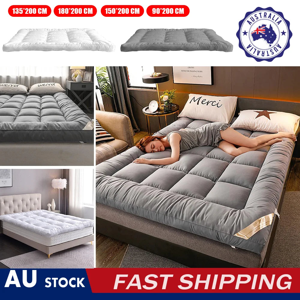 10CM Bedding Luxury Pillowtop Mattress Topper Mat Pad Protector 2024 – ALL SIZES