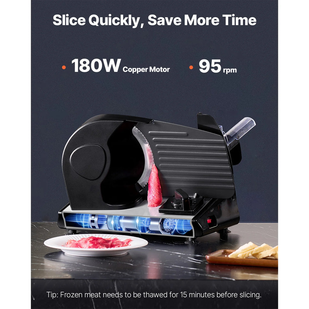 SucceBuy Meat Slicer 180 W&7.5 inch Electric Deli Food Slicer Meat Cutter w/ two Premium SUS420 Blades for Meat Cheese Home Use