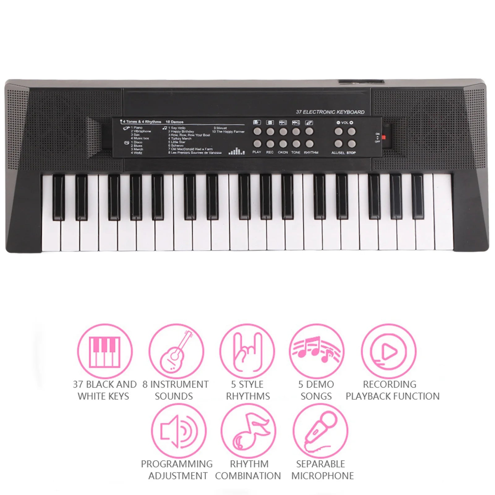 Electric Keyboard 37 Key Piano Children's Musical Instrument  Microphone Recording Function Electric Piano Electric Keyboard