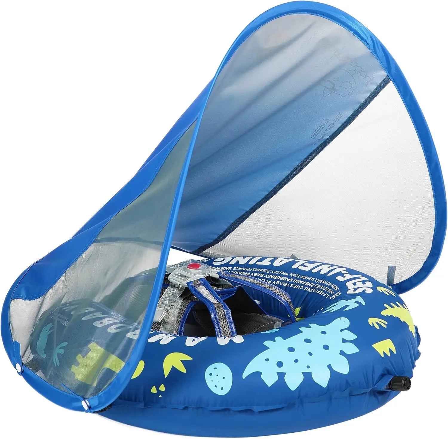 Mambobaby Float with UPF50+ Sun Canopy and Tail Non-Inflatable Baby Swimming Float Swim Trainer Pool Toy for Baby 3-24 Monthso