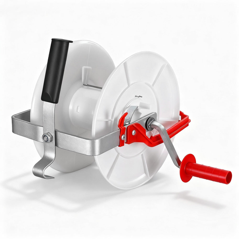 Giantz Electric Fence Reel Geared Portable Polywire Fencing Farm White