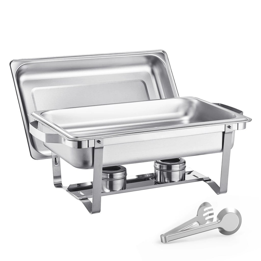 SucceBuy 8Qt 4 Pack Chafing Dish Buffet Set Stainless Steel Chafer with 2 Full Size and 4 Half Size Pans Catering Warmer Server
