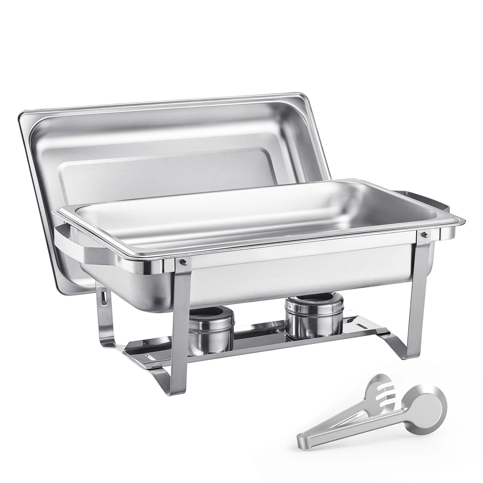 SucceBuy 8Qt 4 Pack Chafing Dish Buffet Set Stainless Steel Chafer with 2 Full Size and 4 Half Size Pans Catering Warmer Server