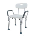 PORIYA Shower Chair Bath Bench Seat Stool with Back Arms Adjustable Height Non-Slip
