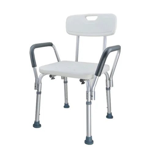 PORIYA Shower Chair Bath Bench Seat Stool with Back Arms Adjustable Height Non-Slip
