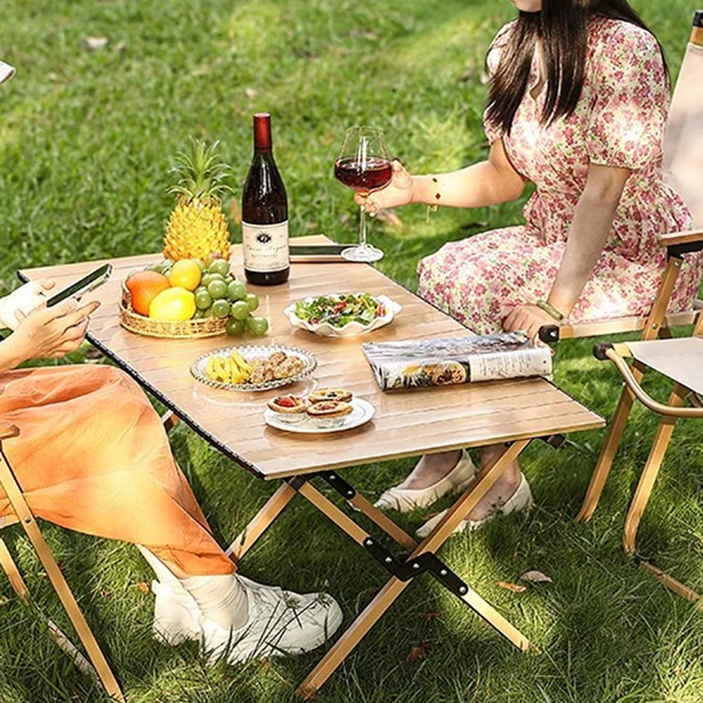 Folding Table Portable Picnic Camping Table Egg Roll Multi Function Outdoor AU