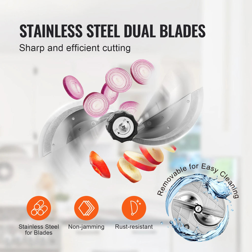 SucceBuy Electric Vegetable Slicer 0-0.5"/0-12mm Thickness Adjustable Commercial Slicer Machine Convertible to Manual FoodCutter
