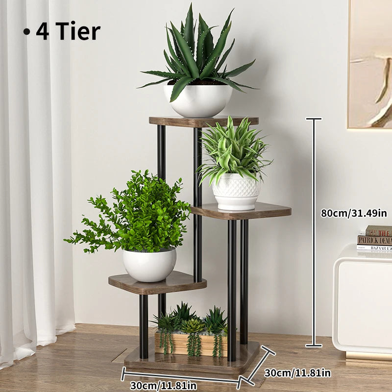 Plant Stand - All-Season Outdoor Flower Shelf With Multi-Tier Space-Saving Design For Balcony, Garden & Patio Living Room