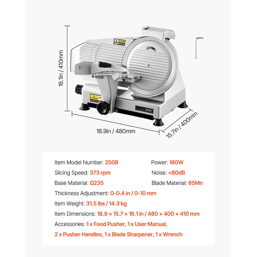 SucceBuy Meat Slicer 180 W&7.5 inch Electric Deli Food Slicer Meat Cutter w/ two Premium SUS420 Blades for Meat Cheese Home Use