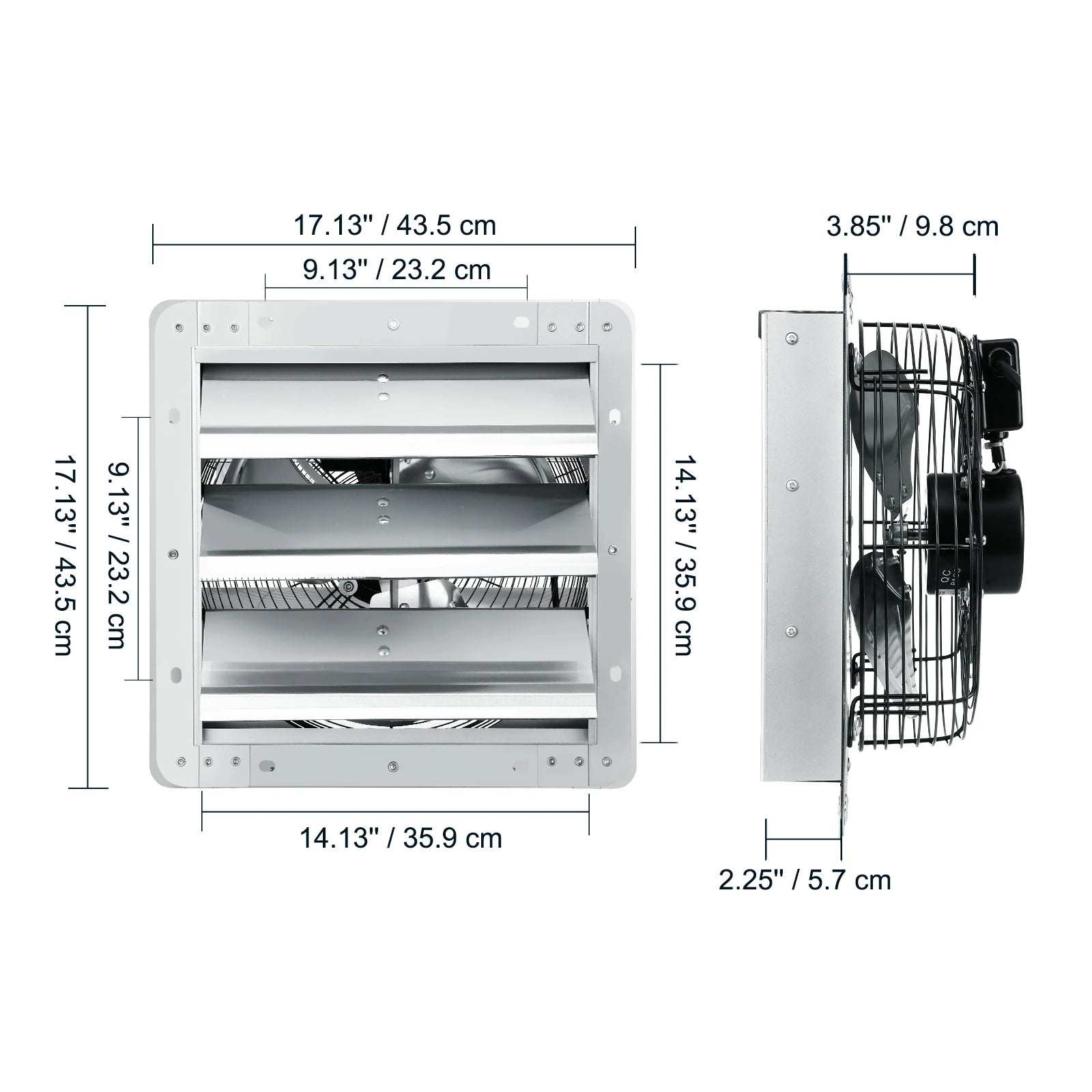 SucceBuy Shutter Exhaust Fan Aluminum Wall Mount Attic Fan w/ AC-motor Ventilation Cooling for Greenhouses Garages Shops FCC