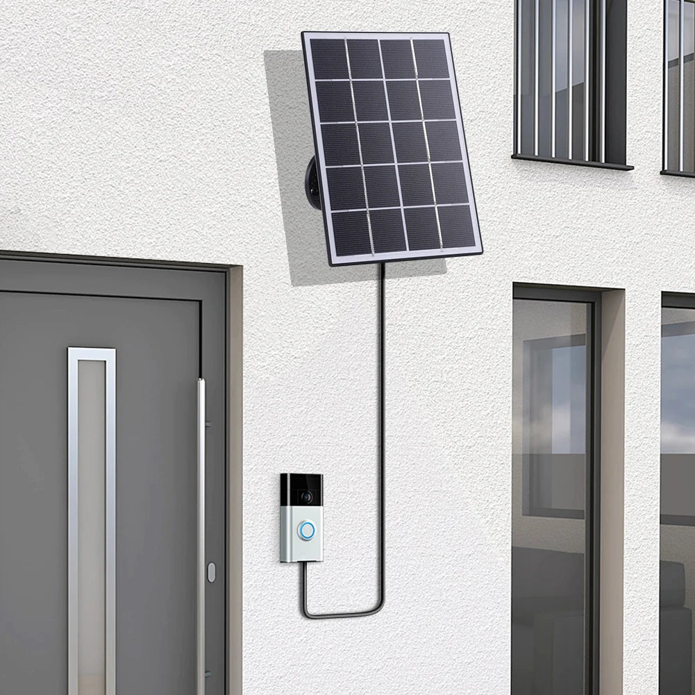 20W Solar Charger IP65 Waterproof Solar Panel Charger 9.8Ft Charging Cable 360° Adjustable Wall Mount for Ring Video Doorbell 4