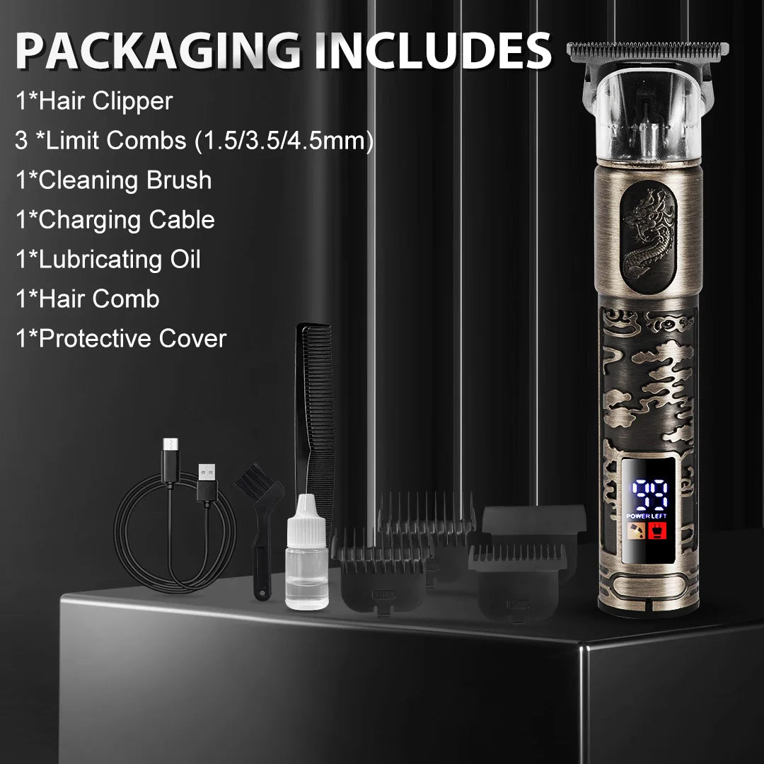 SEJOY USB Rechargeable Hair Clipper Cordless, Metal Body Dragon Design Hair Trimmer for Men,Professional Haircut Kit Hairstyling