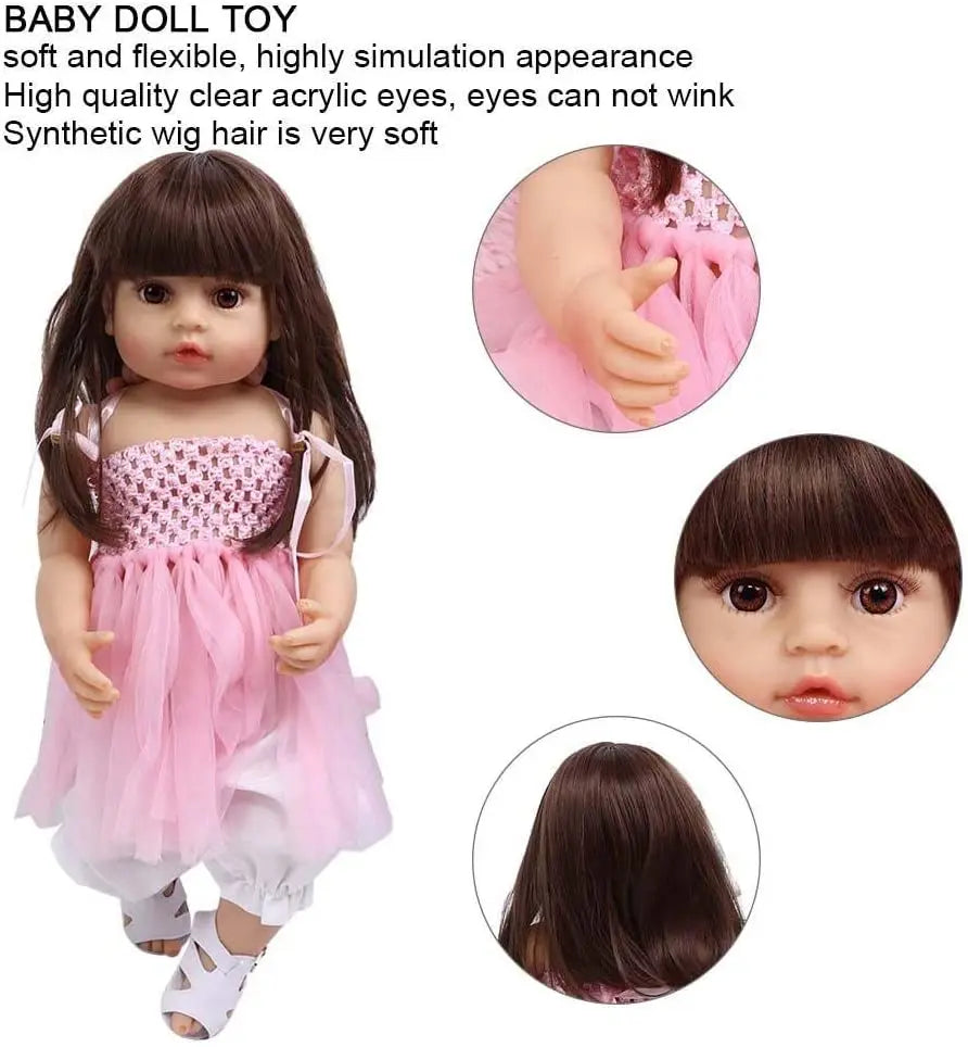 22" Reborn Doll Full Body Silicone vinyl Realistic Handmade Reborn Baby Doll Toy Gift
