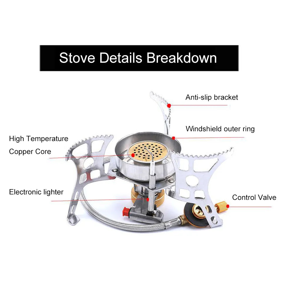 Gas Burner Windproof Portable Gas Stove With Storage Bag Camping Stove For Outdoor Camping Hiking Travelling