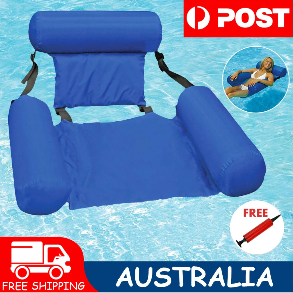 Adult inflatable water lounge chair floating bed  hammock foldable dual backrest floating row