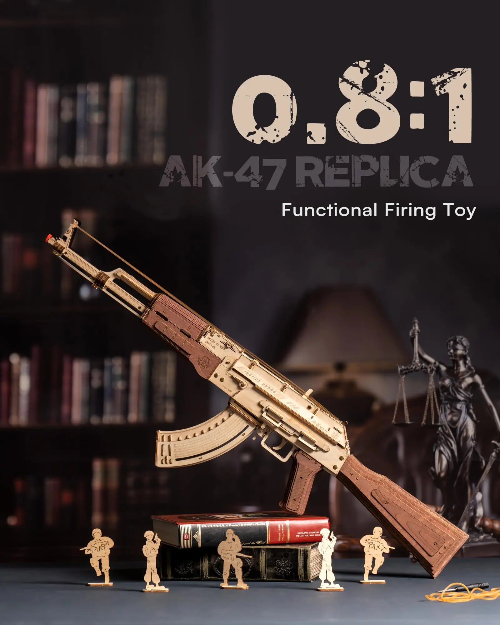Robotime Rokr Automatic Rifle AK47 3D Wooden Gun Funny DIY Building Block Toys for Kids Adults Justice Guard Wooden PuzzleLQ901