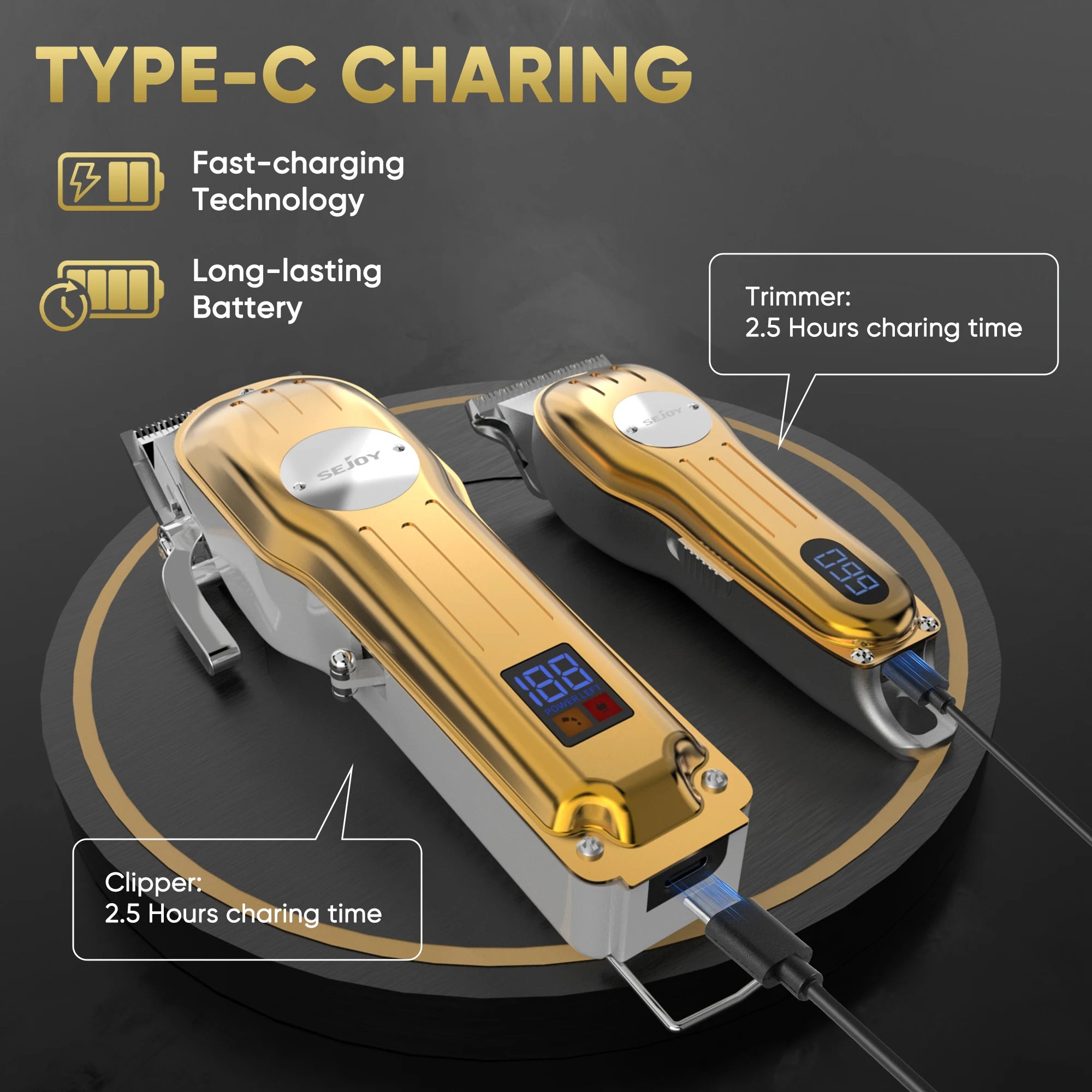 Sejoy Professional Hair Clippers for Men Combo Kits Rechargeable T-Blade Trimmer Kit Cordless Haircut Machine Cordless