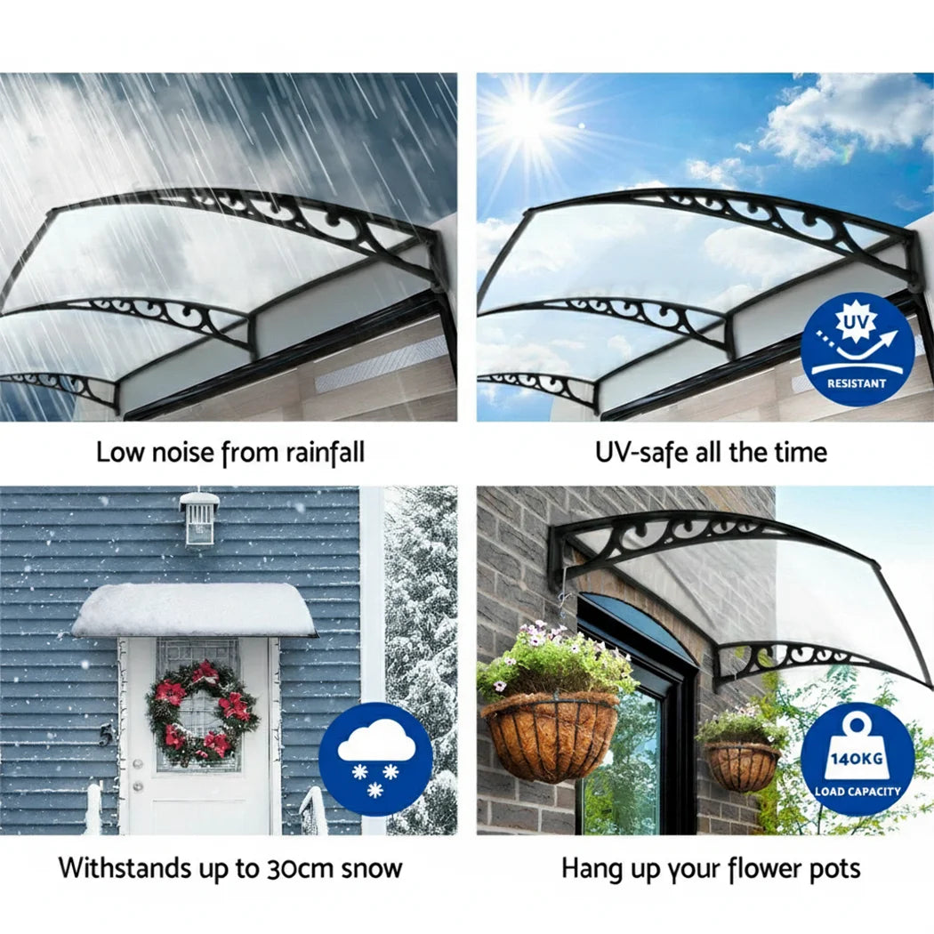 PORIYA Window Door Awning Outdoor Balcony Door Canopy Shelter Rain Cover Wind Shield