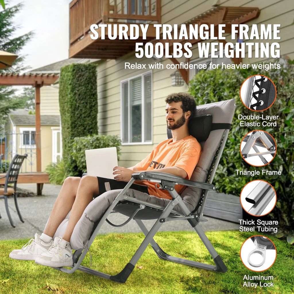 SucceBuy Zero Gravity Chair Zero Gravity Recliner Lounge Chair Adjustable Anti Gravity Chair with Cushion Footrest & Cupholder
