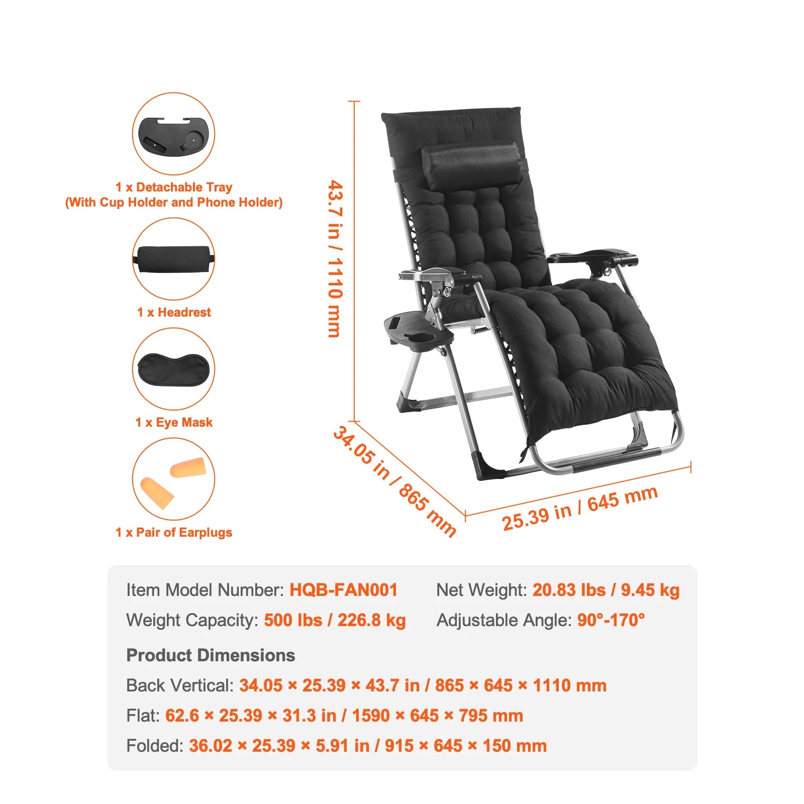 SucceBuy Zero Gravity Chair Zero Gravity Recliner Lounge Chair Adjustable Anti Gravity Chair with Cushion Footrest & Cupholder
