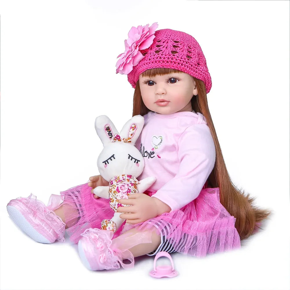 Lifelike Reborn Baby Doll Girl 60cm Handmade Realistic Newborn Baby Doll Soft Silicone Vinyl Reborn Toddler Doll