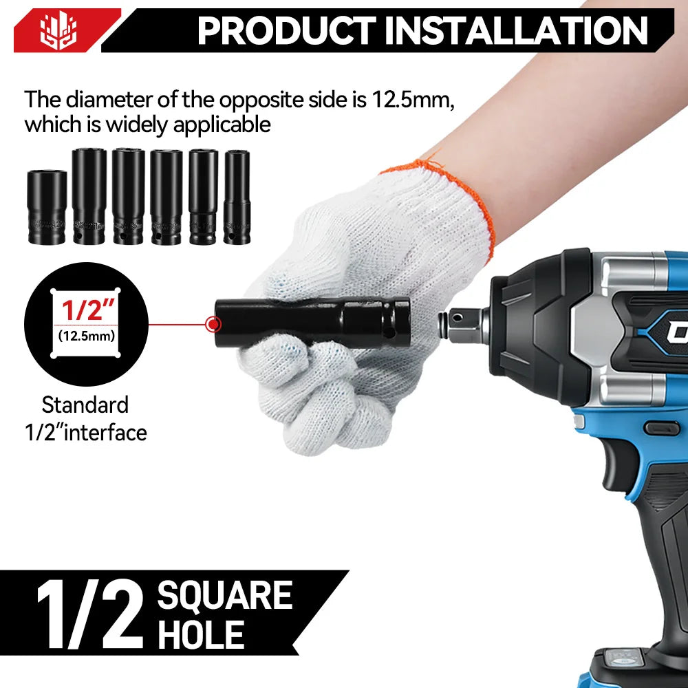 ONEVAN 1800N.M Torque Brushless Electric Impact Wrench 1/2 inch Cordless Drill Car Repair Power Tool For Makita 18V Battery Pin