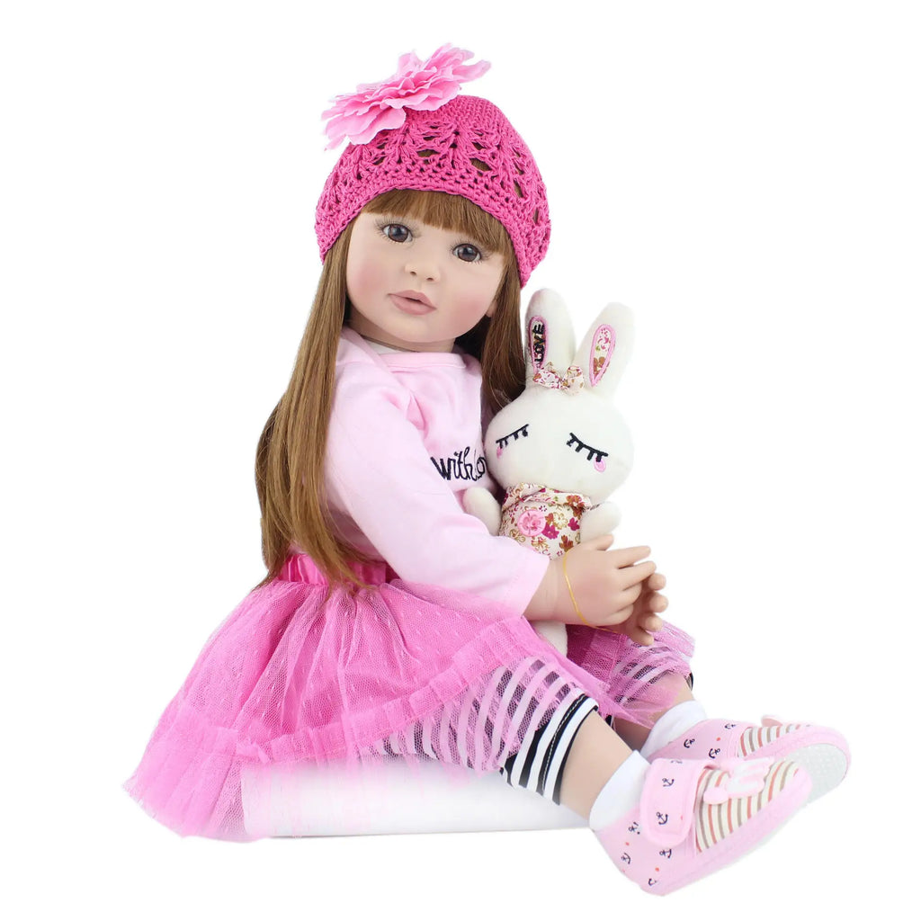 Lifelike Reborn Baby Doll Girl 60cm Handmade Realistic Newborn Baby Doll Soft Silicone Vinyl Reborn Toddler Doll