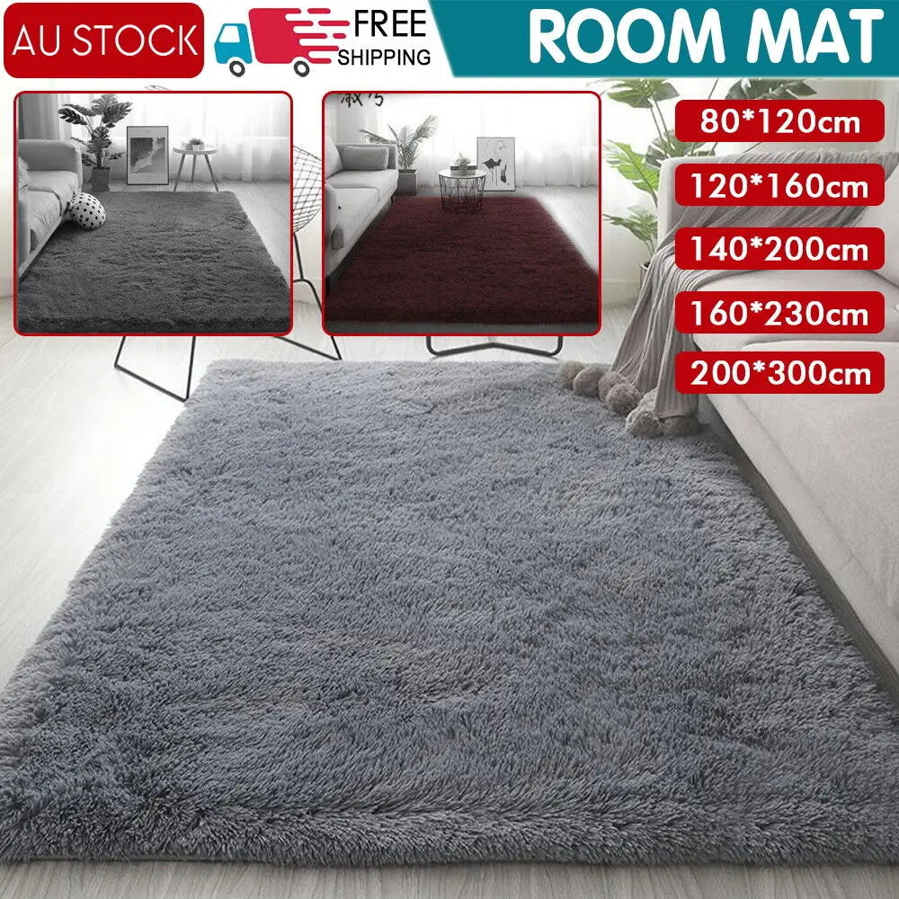 Floor Rug Fluffy Area Carpet Shaggy Extra Soft Thicken Pads Living Room Bedroom
