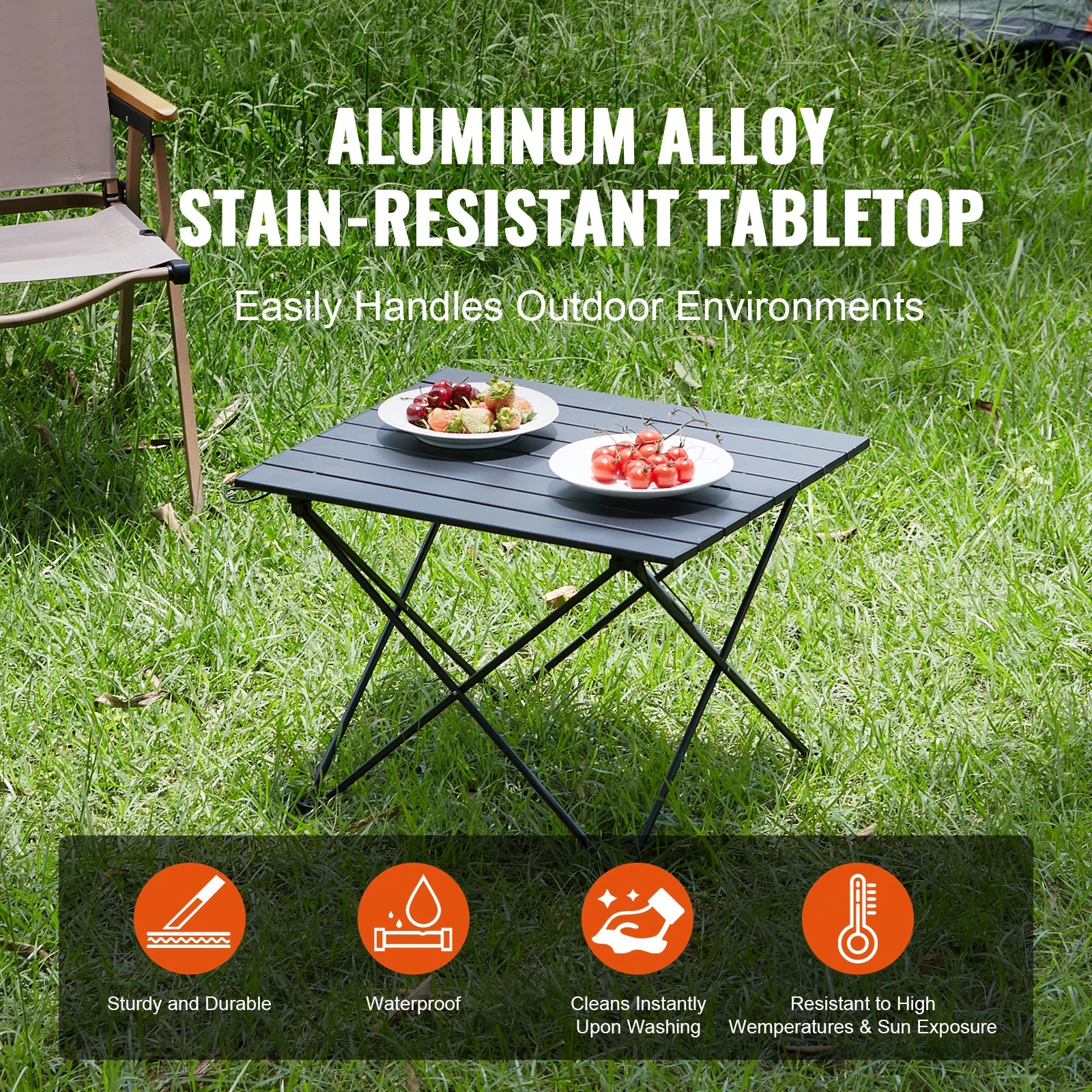 SucceBuy 66 lb Camping Folding Table Picnic BBQ Ultralight Aluminum Folding Beach Table with Carry Bag for Fishing Hiking Picnic