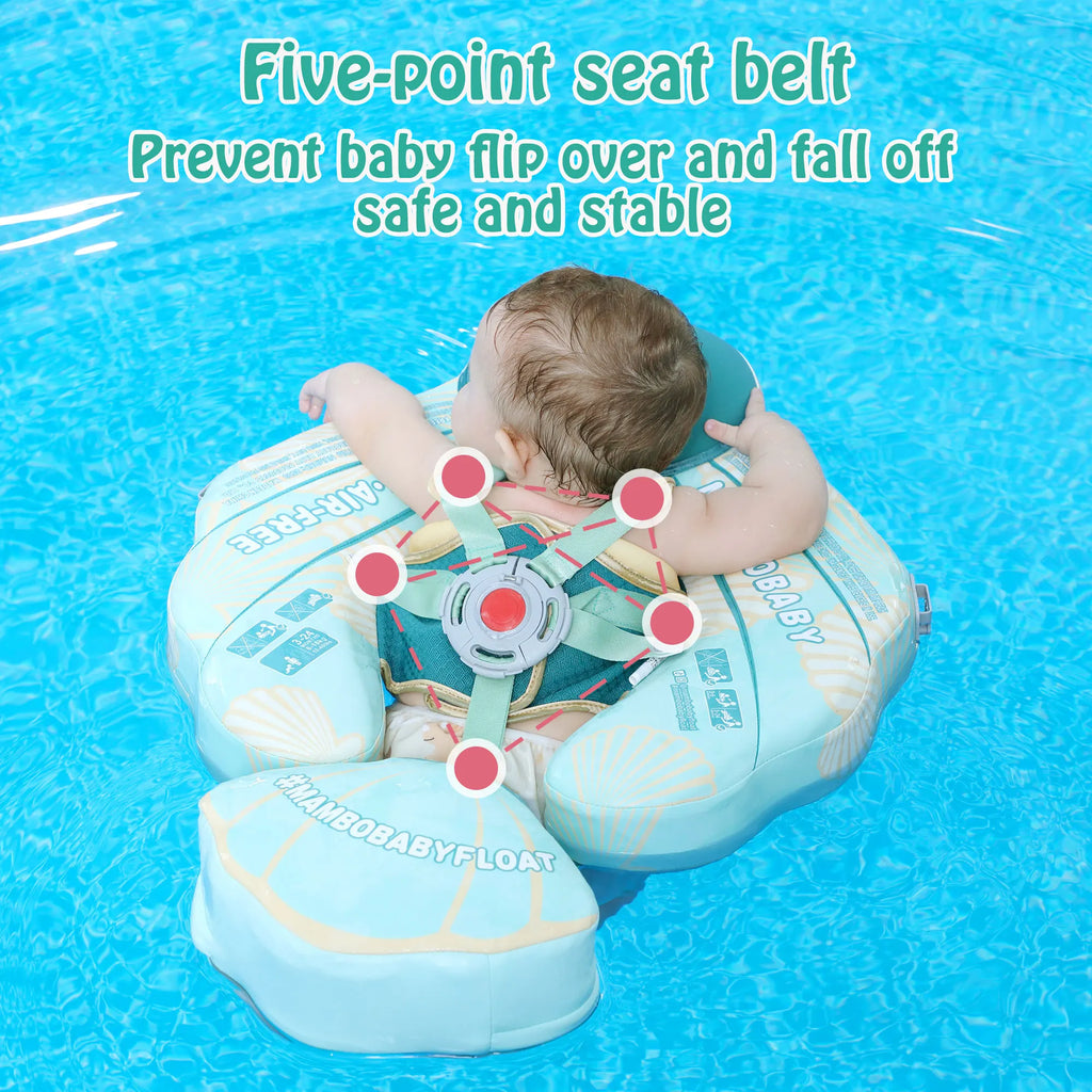 Mambobaby Float with UPF50+ Sun Canopy and Tail Non-Inflatable Baby Swimming Float Swim Trainer Pool Toy for Baby 3-24 Monthso