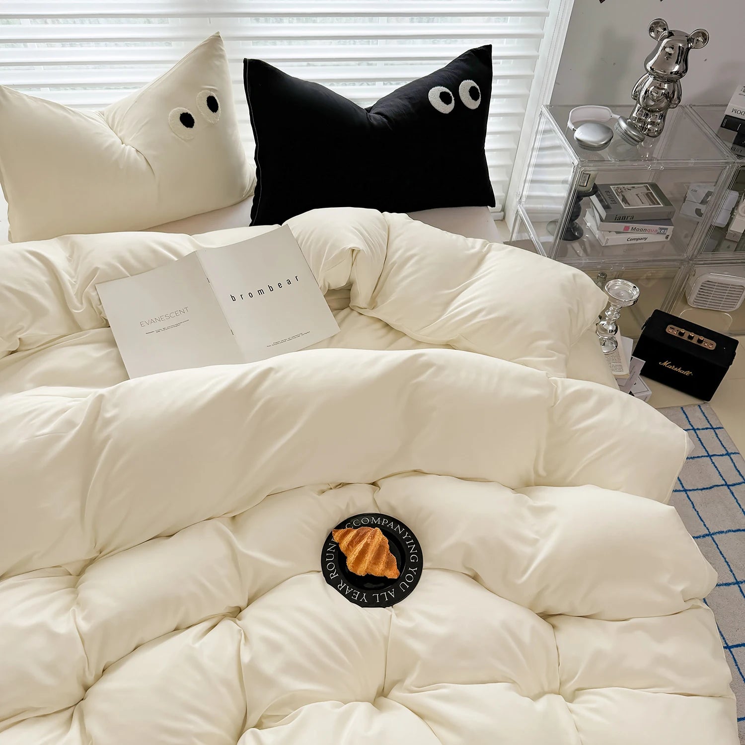 3pcs Wash Cotton Quilt Doona Duvet Cover Single/Double/Queen/King Size With Zipper Closure Bedding Set Ultra Soft Eye Embroidery