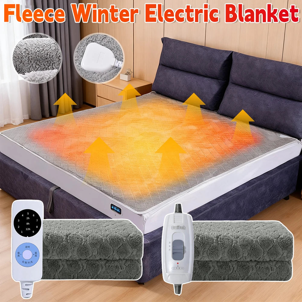 Intelligent Electric Heated Blanket Portable Smart Body Warmer Single Double Velvet Plush for Home Office Bedroom Camping ﻿
