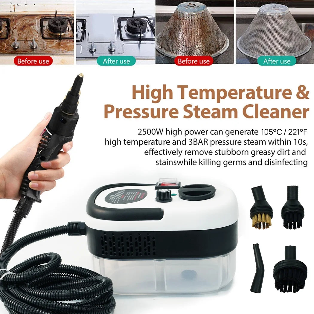 PORIYA 15/28pcs 2500W Steam Cleaner Car Kitchen Portable Handheld High Pressure Steamer