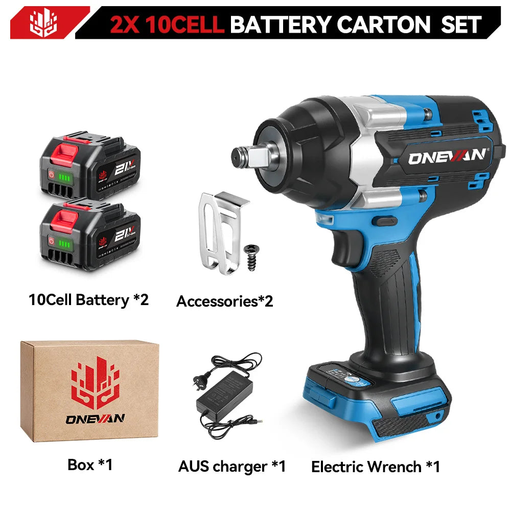 ONEVAN 1800N.M Torque Brushless Electric Impact Wrench 1/2 inch Cordless Drill Car Repair Power Tool For Makita 18V Battery Pin