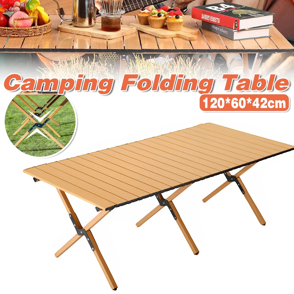 Folding Table Portable Picnic Camping Table Egg Roll Multi Function Outdoor AU