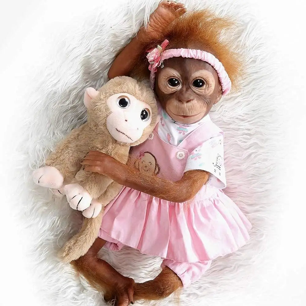 Reborn Monkey Dolls Realistic Reborn Dolls Girls 21inch 52cm Soft Silicone Vinyl Newborn Baby