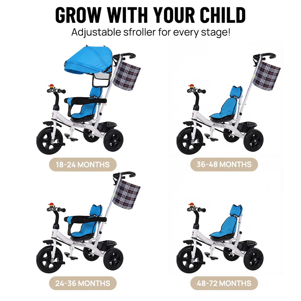 4 In 1 Tricycle Bike Trike Baby Prams Kids Stroller Toddler Ride-On Toy Gift AAA