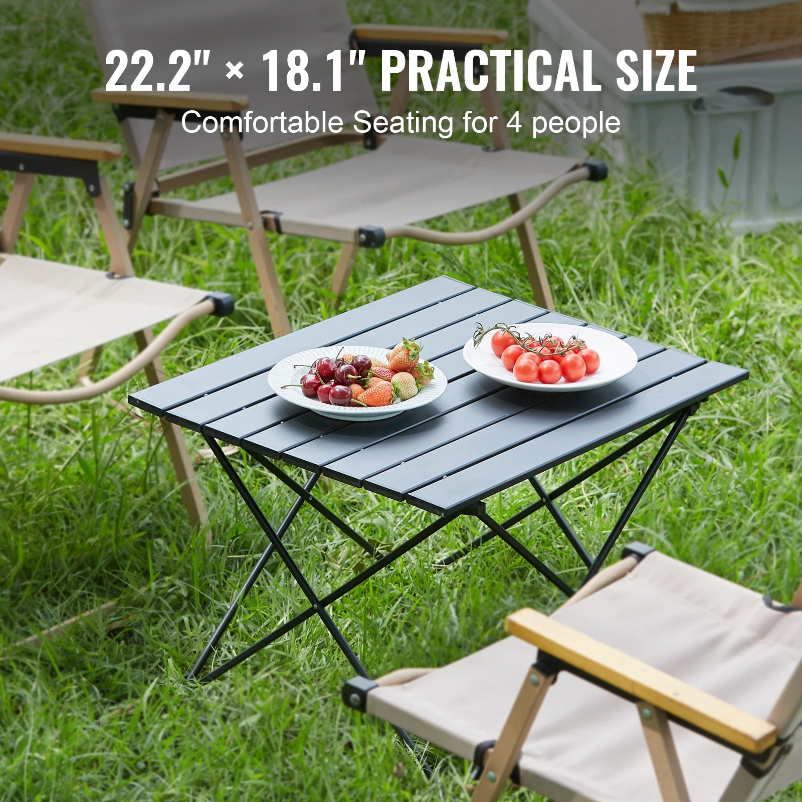 SucceBuy 66 lb Camping Folding Table Picnic BBQ Ultralight Aluminum Folding Beach Table with Carry Bag for Fishing Hiking Picnic