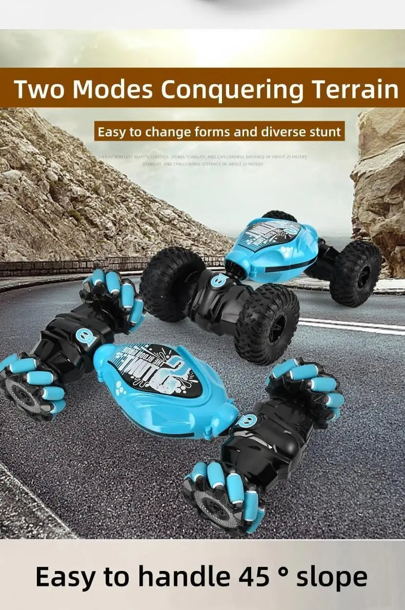 Remote Control Car, RC Car Toy 4WD Stunt Car with LED Lights & 360° Flips, 4WD Off-Road Stunt Car for Kids, All Terrain Tires